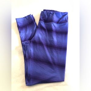 Marika Yoga Pants/Leggings Size L. Purple/blue stripes.